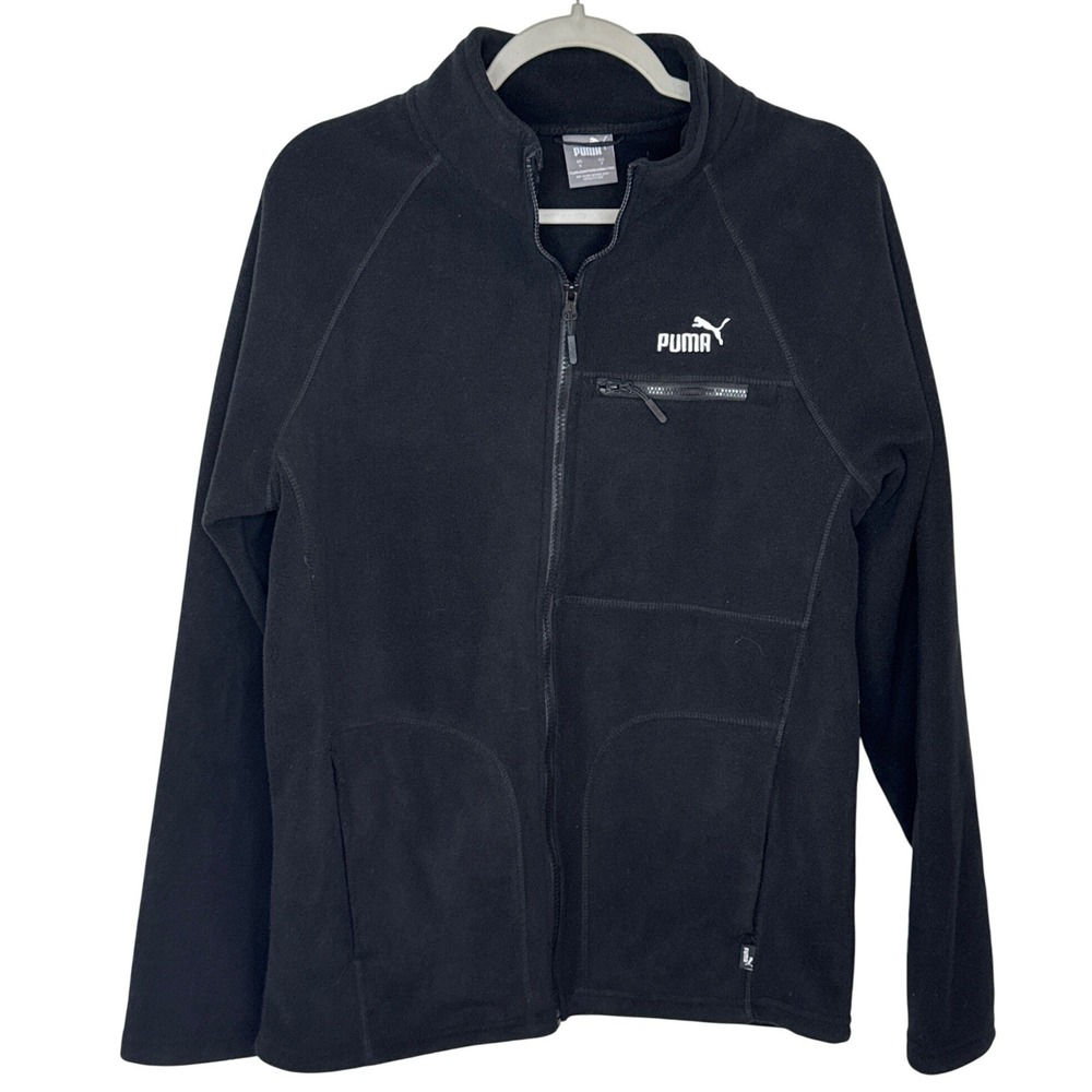 Puma Men's Black Fleece Full Zip Jacket Raglan Sleeve Size S‎